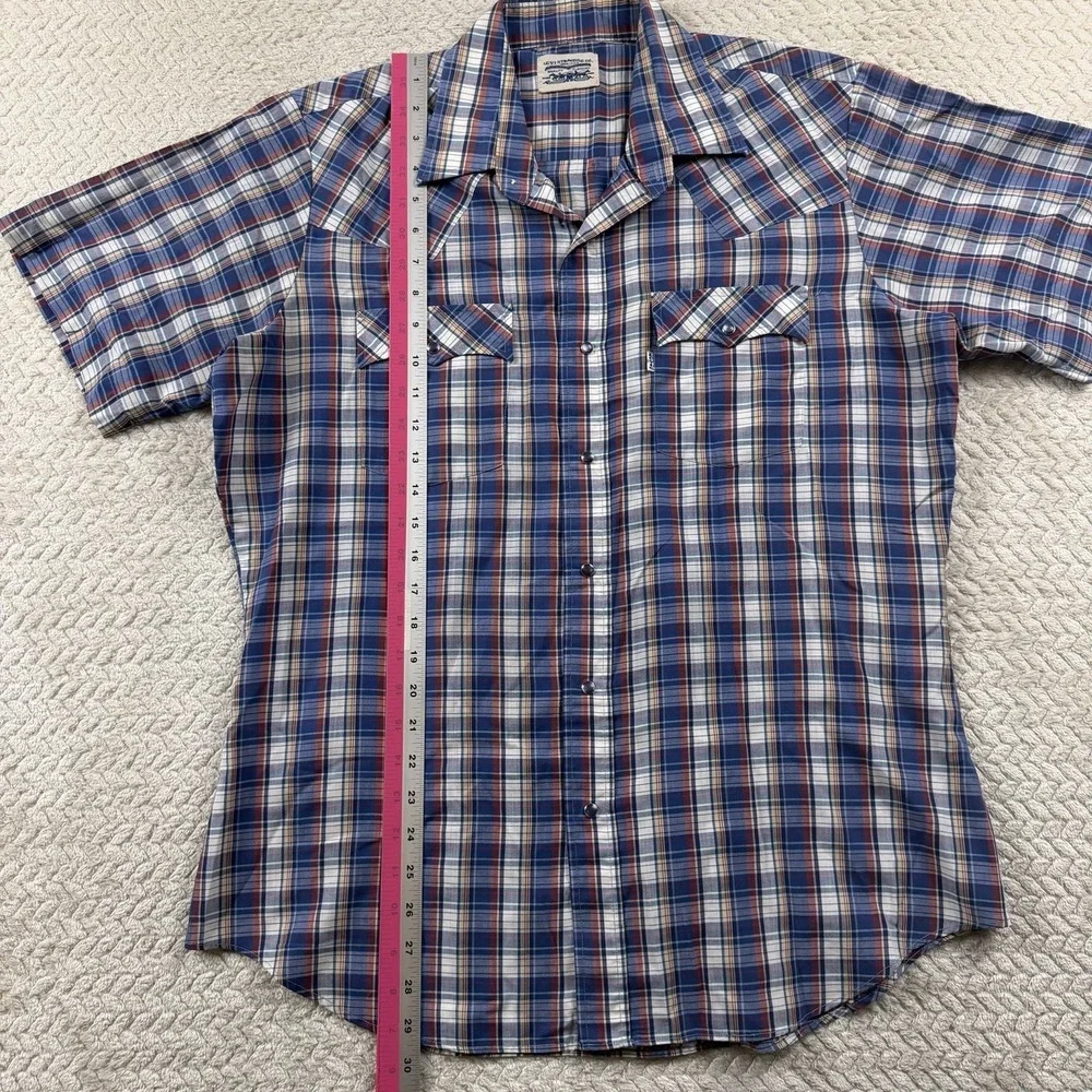 Vintage Levi's Pearl Snap Western Short Sleeve Men's Large Cowboy Cabin 90's
